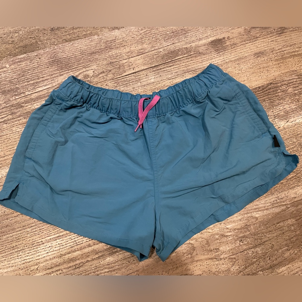 Patagonia Blue Barely Baggies with Pink Accents